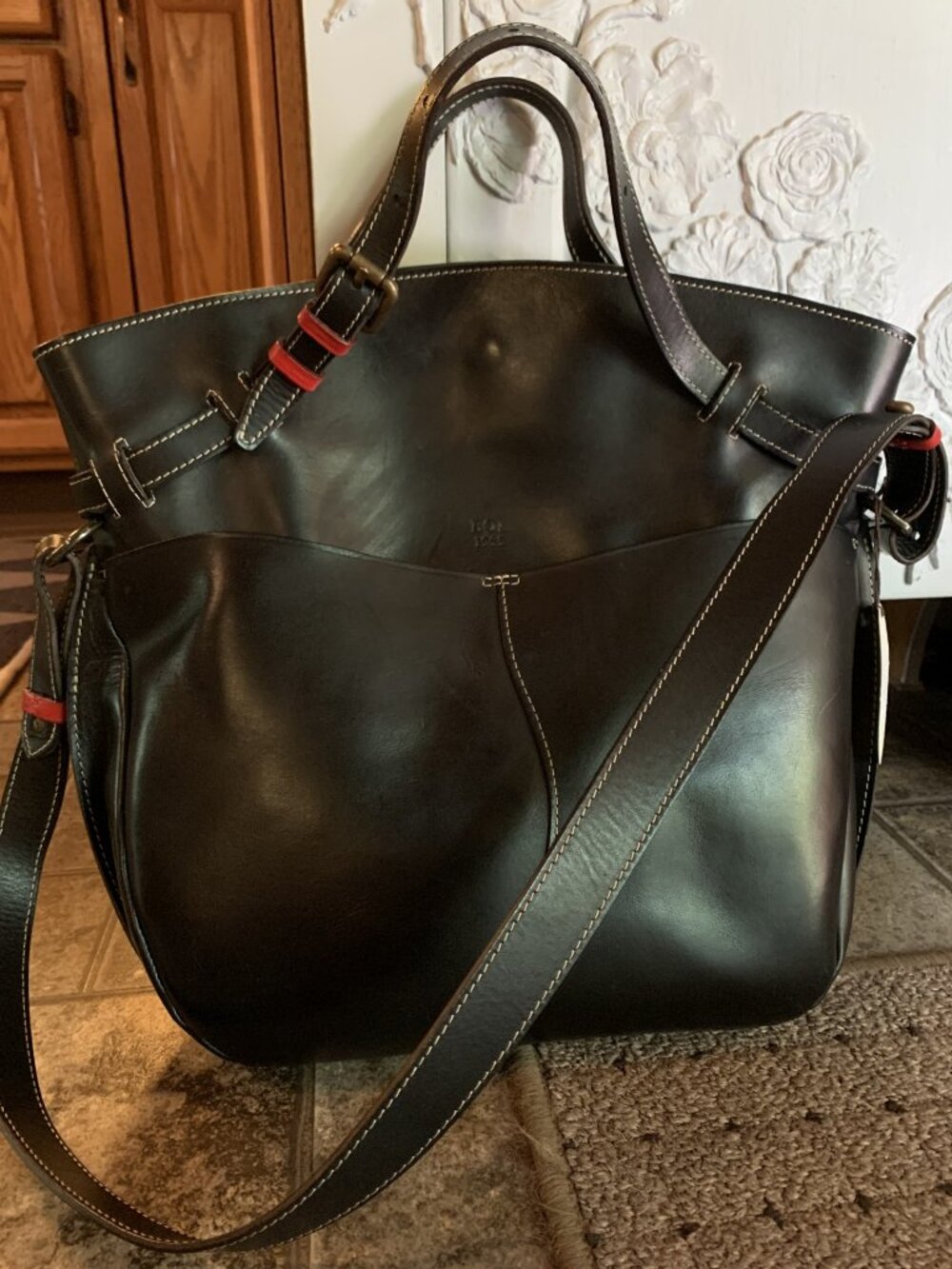 Boldrini italian leather large tote Black XL